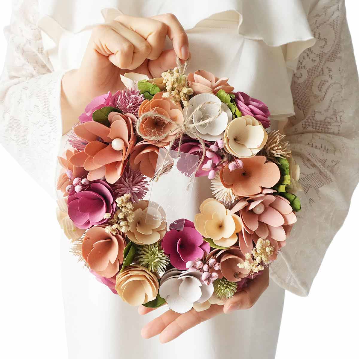 ナチュラル造花リース