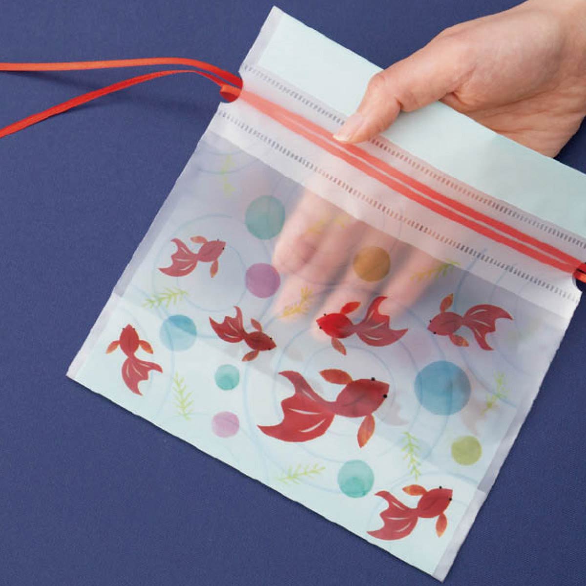 20枚 フロスト巾着バッグ 金魚