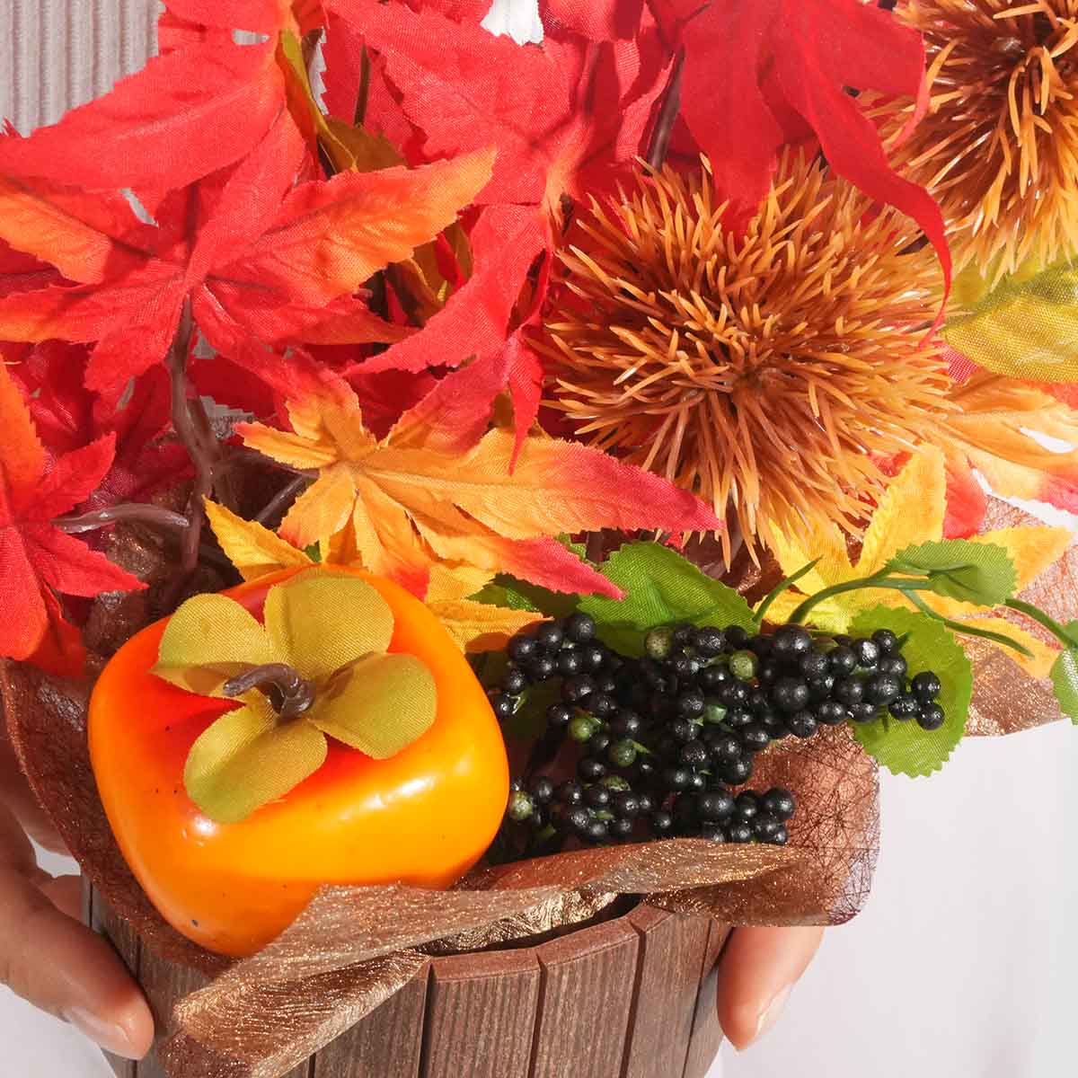 柿と栗アレンジ（造花）