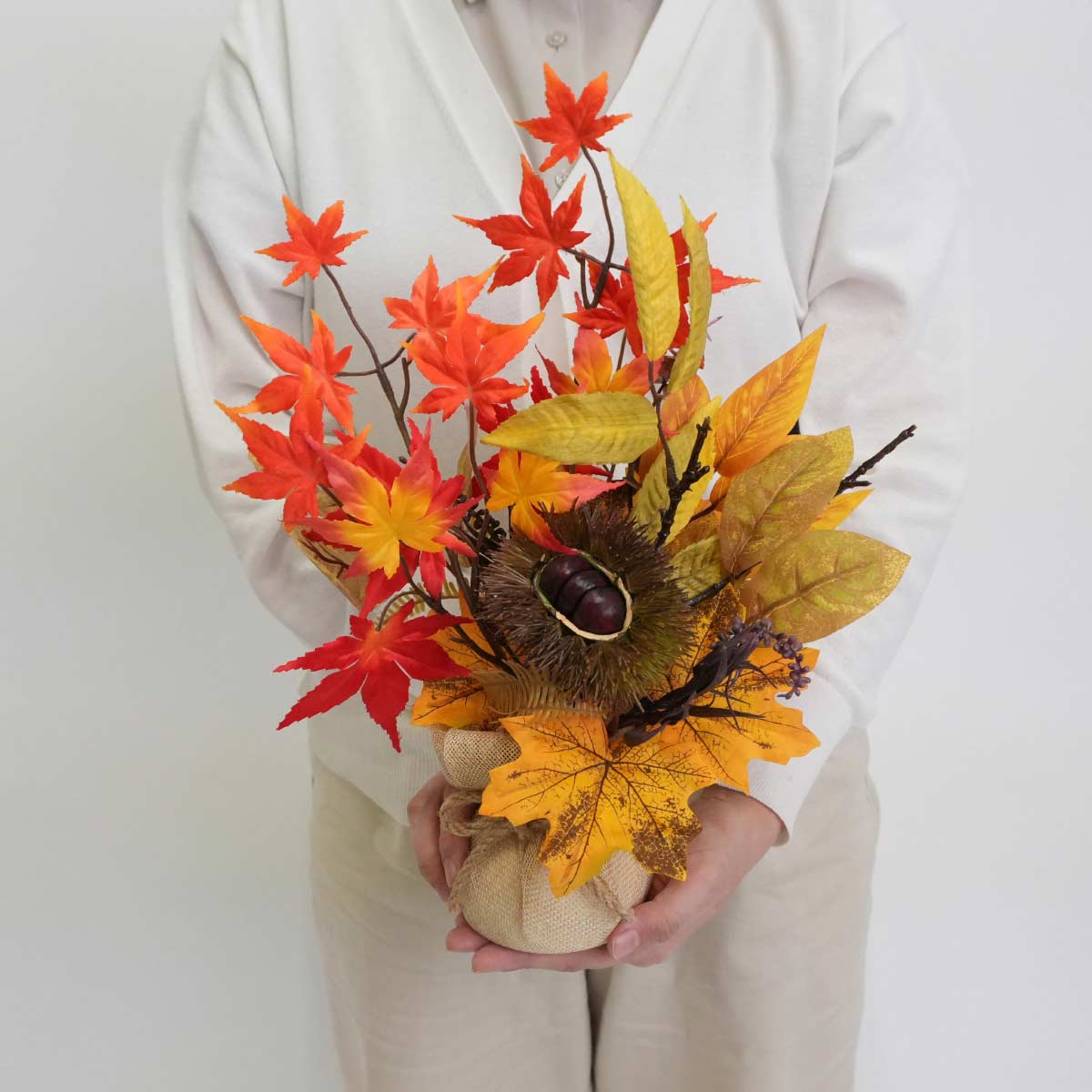 紅葉と栗アレンジ