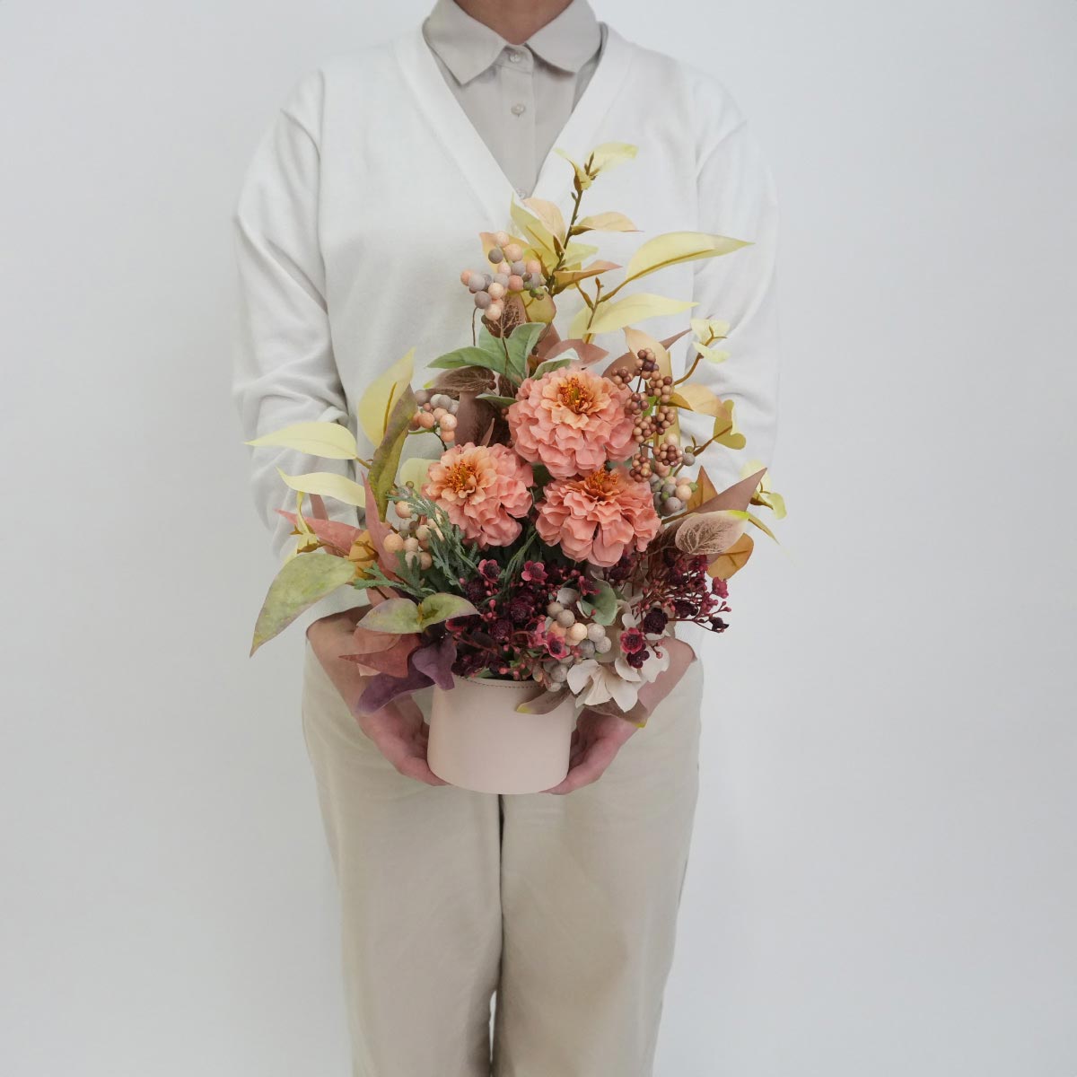 モーヴジニア造花アレンジ 高さ44cm