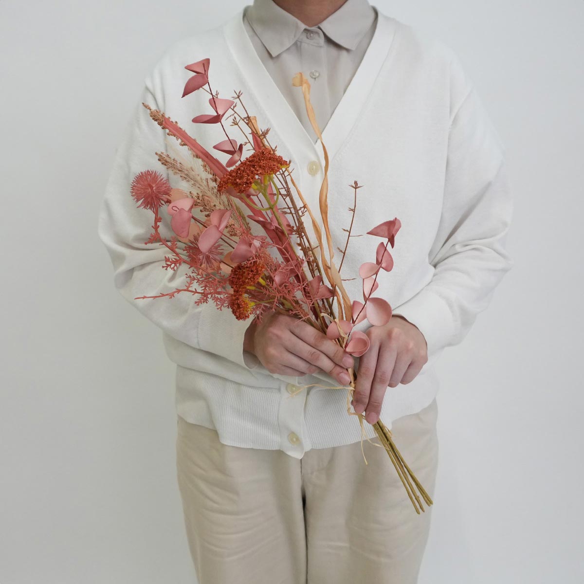 モーヴピンク造花バンドル 高さ53cm