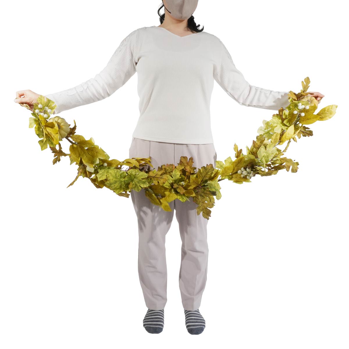 オータムガーランド ホワイト150cm (造花)