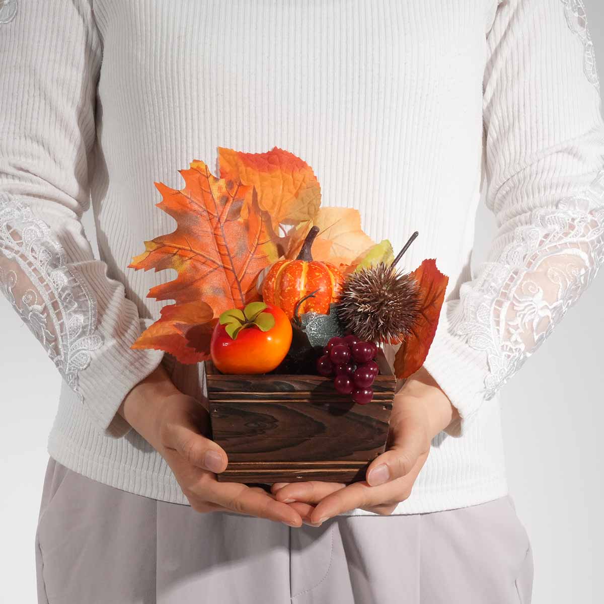 味覚盛りウッドボックスアレンジ(造花)