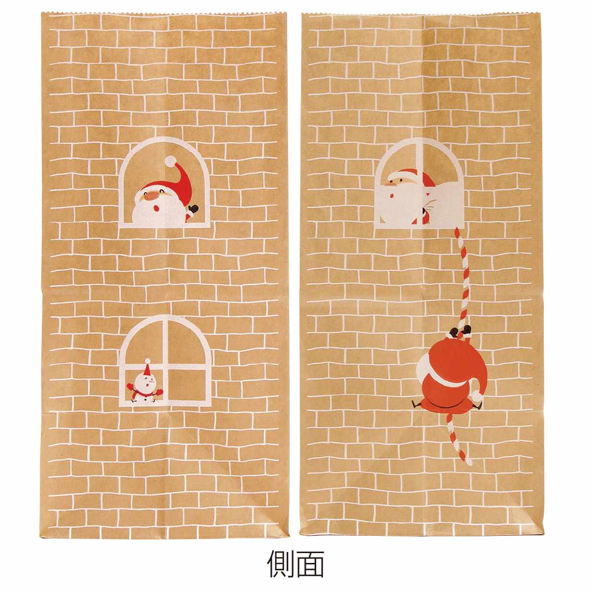 50枚 手提げ紙袋 豆サンタクラフト幅18×奥行10.5×高さ22.5cm