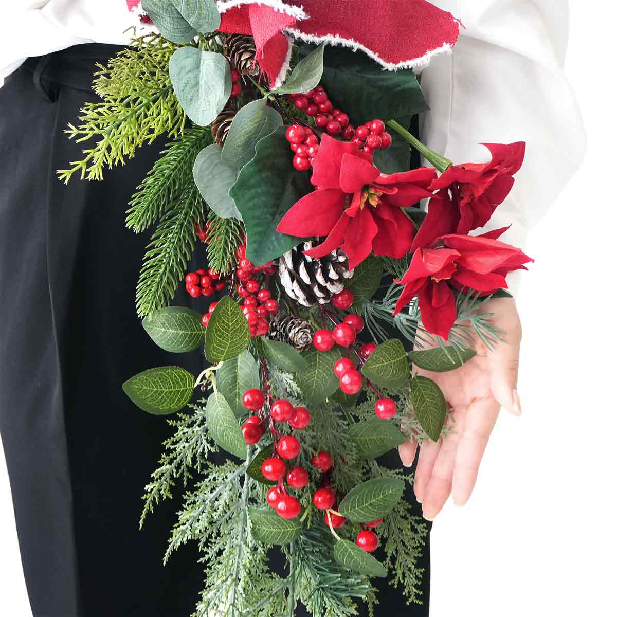 ポインセチア造花ロングスワッグ70cm