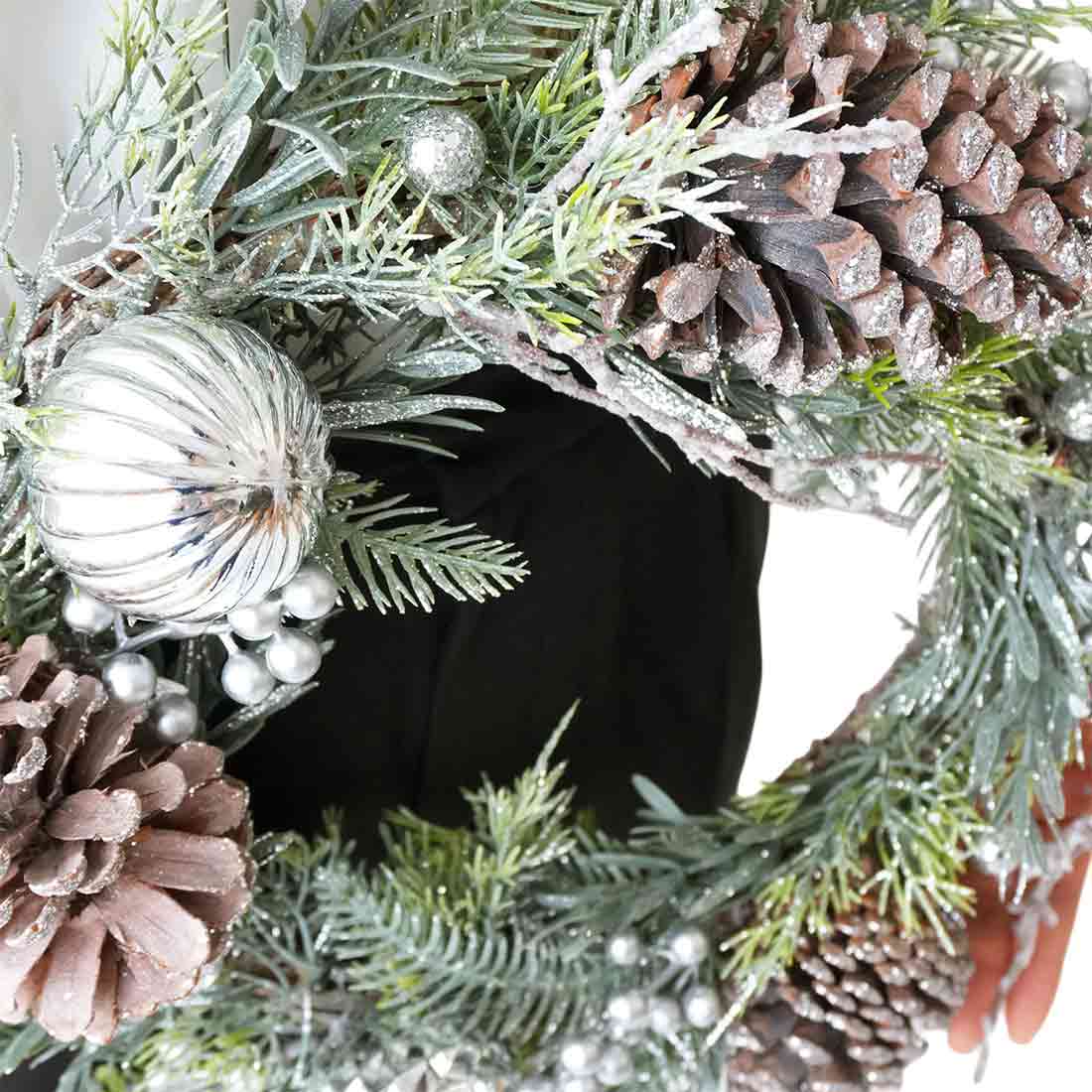 40cmシルバーフォレストクリスマスリース
