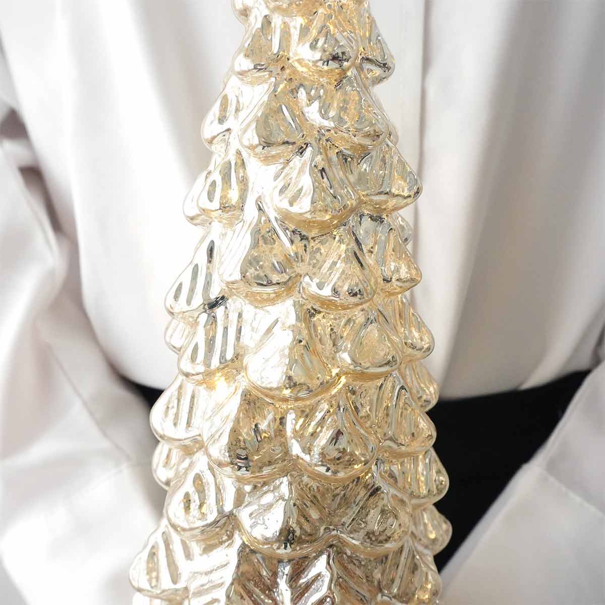 LEDウッドガラスクリスマスツリースタンドライト27cm