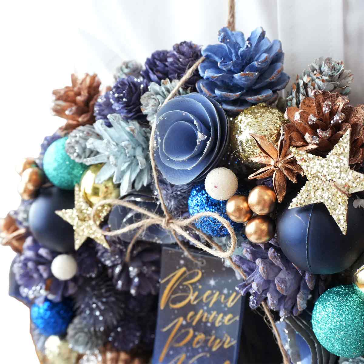 32.5cm ロイヤルブルークリスマスリース