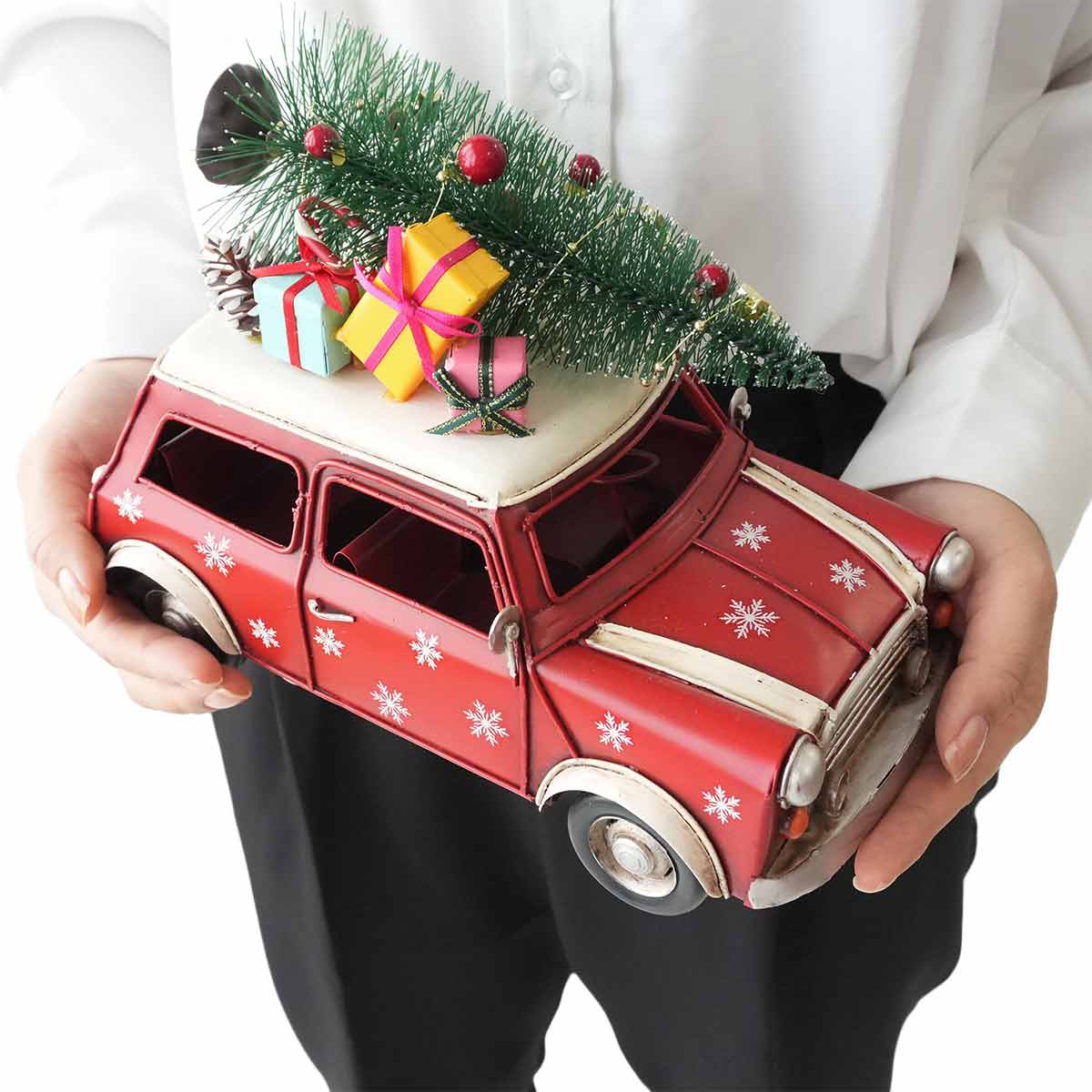 ブリキクリスマスカー レッドカー 幅25cm