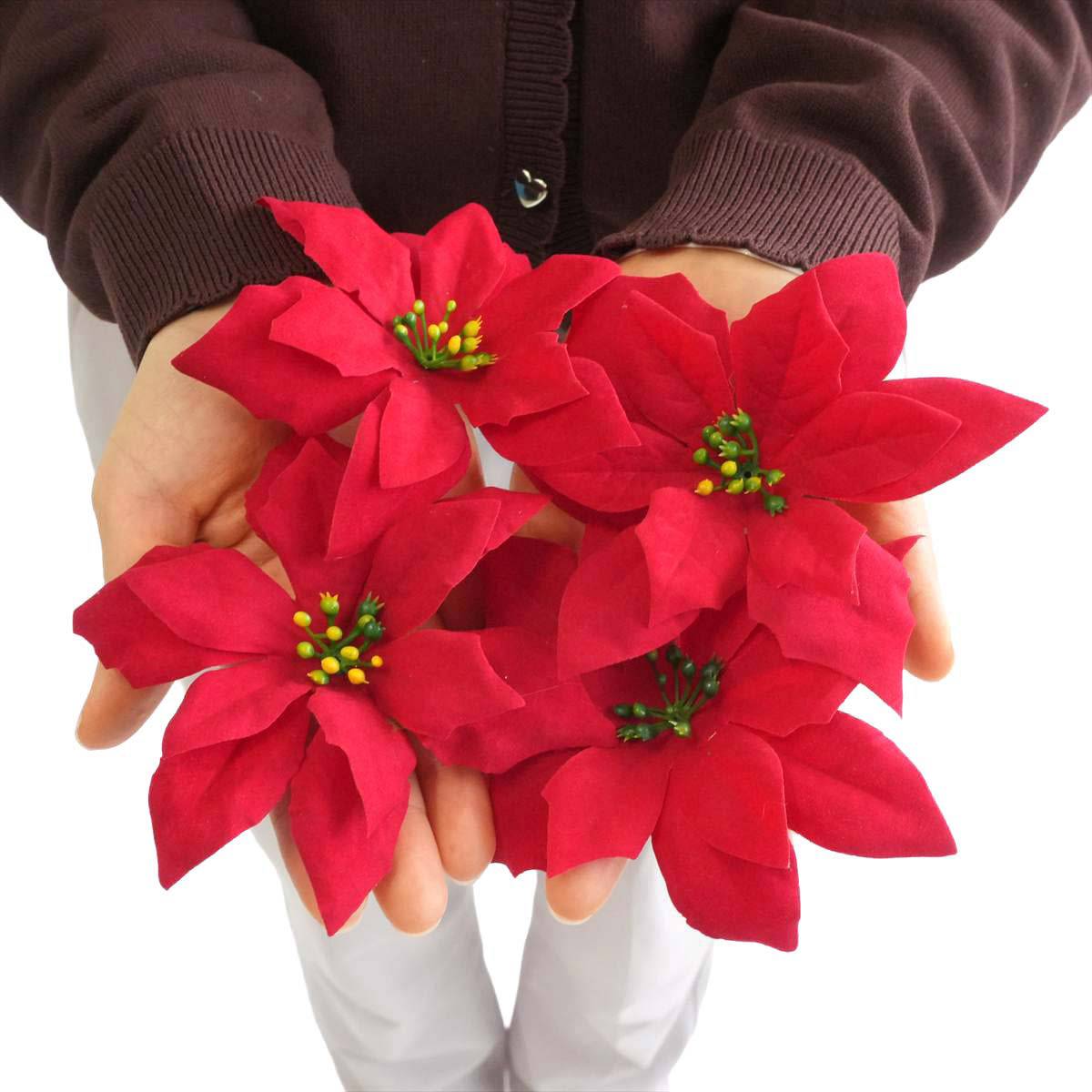 12個ポインセチア造花ヘッド11cm