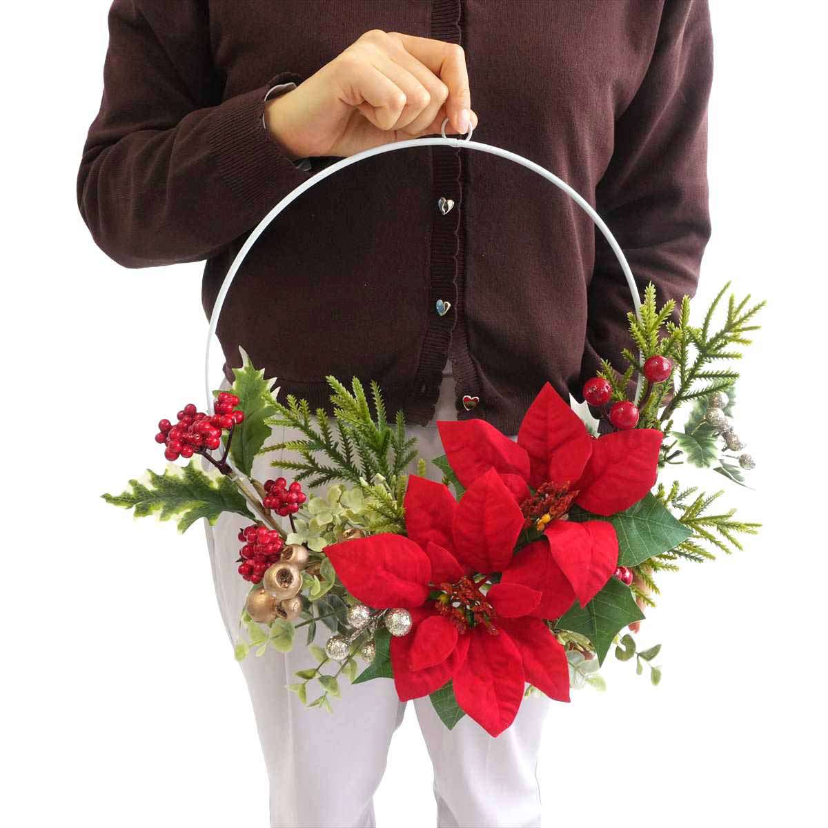 ポインセチア造花リース幅45cm［ストエキオリジナル］