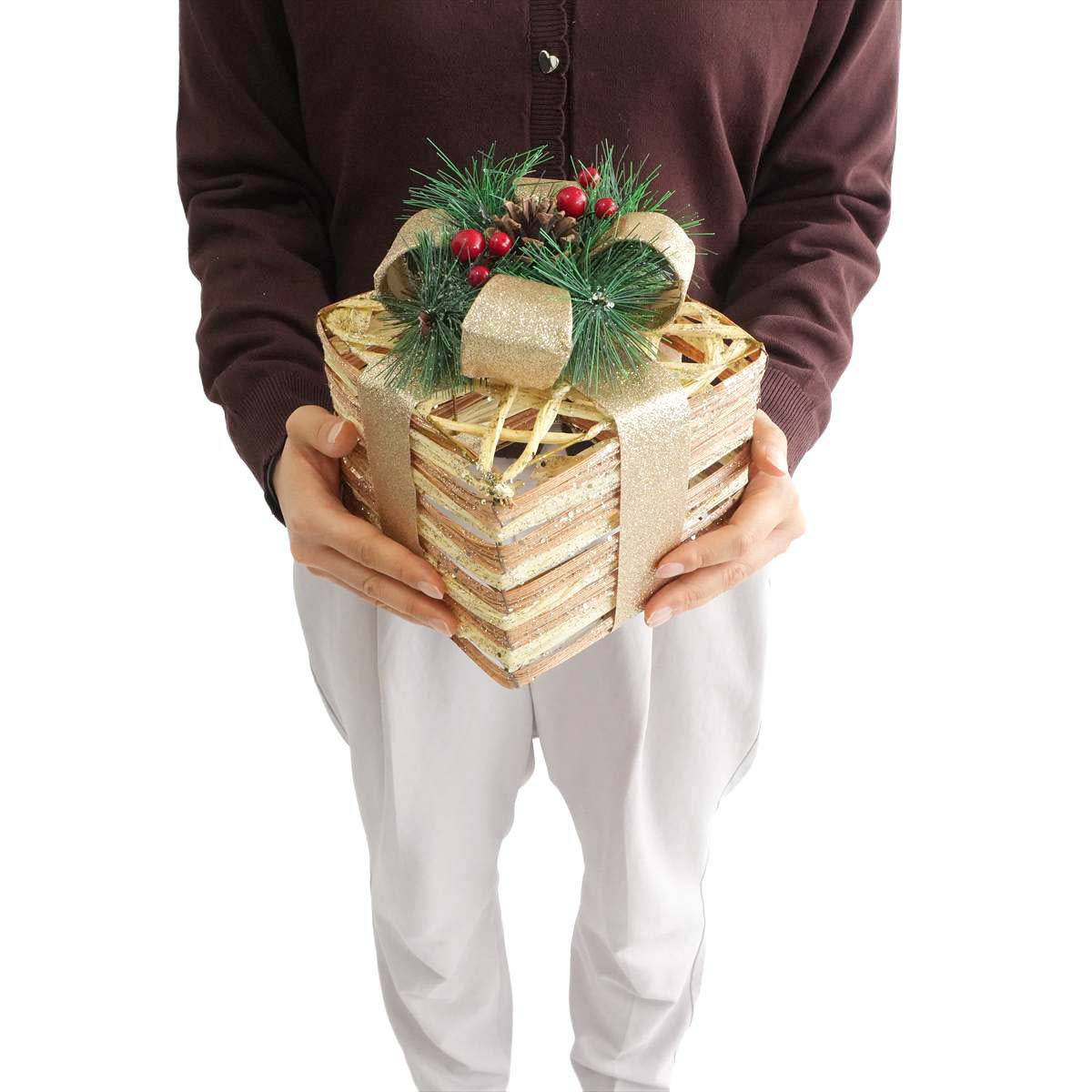 3個ナチュラルプレゼントボックスオブジェ［ストエキオリジナル］