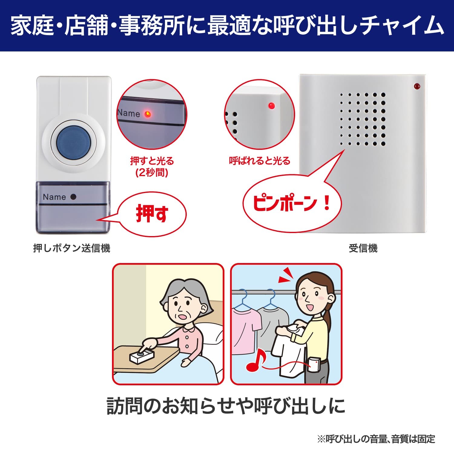 ポータブルワイヤレスチャイム ［型番：PWC-100］