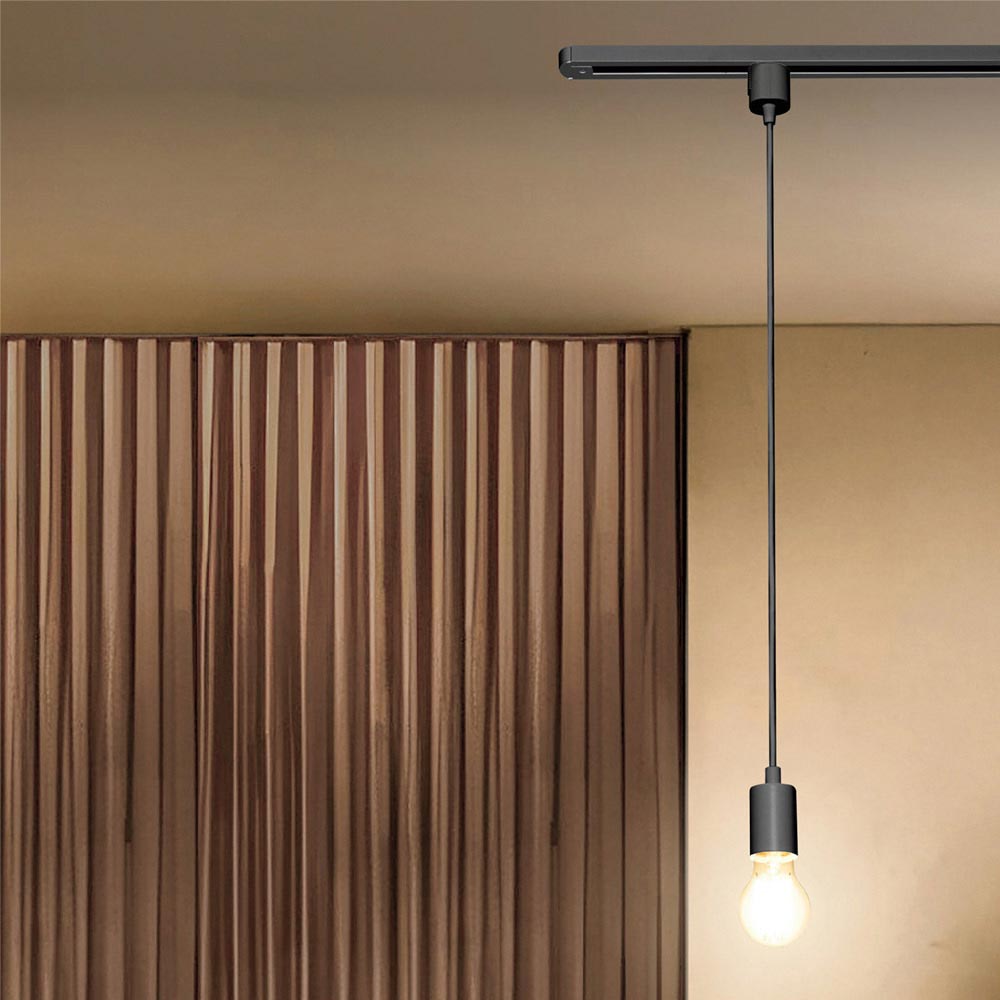 ラィティングダクトレール用ソケット＆コード ヌードペンダントブラック