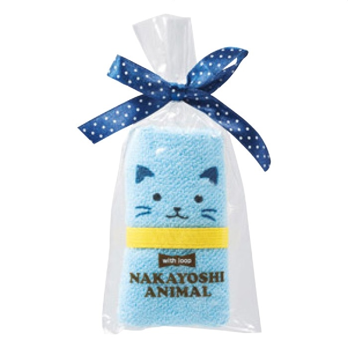 【320枚】ループ付 なかよしアニマルハンカチタオル(4色アソート)
