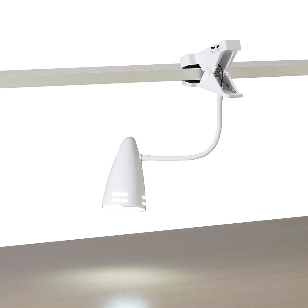 乾電池式LEDフレキシブルクリップライト 昼光色 CFL01DB01WH