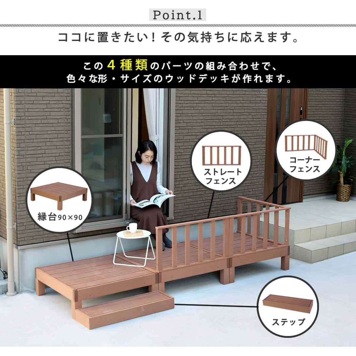 人工木ウッドデッキ 6台(ecofeel ライトブラウン): 店舗 人工木ウッドデッキ 6台(ecofeel ライトブラウン): 店舗
