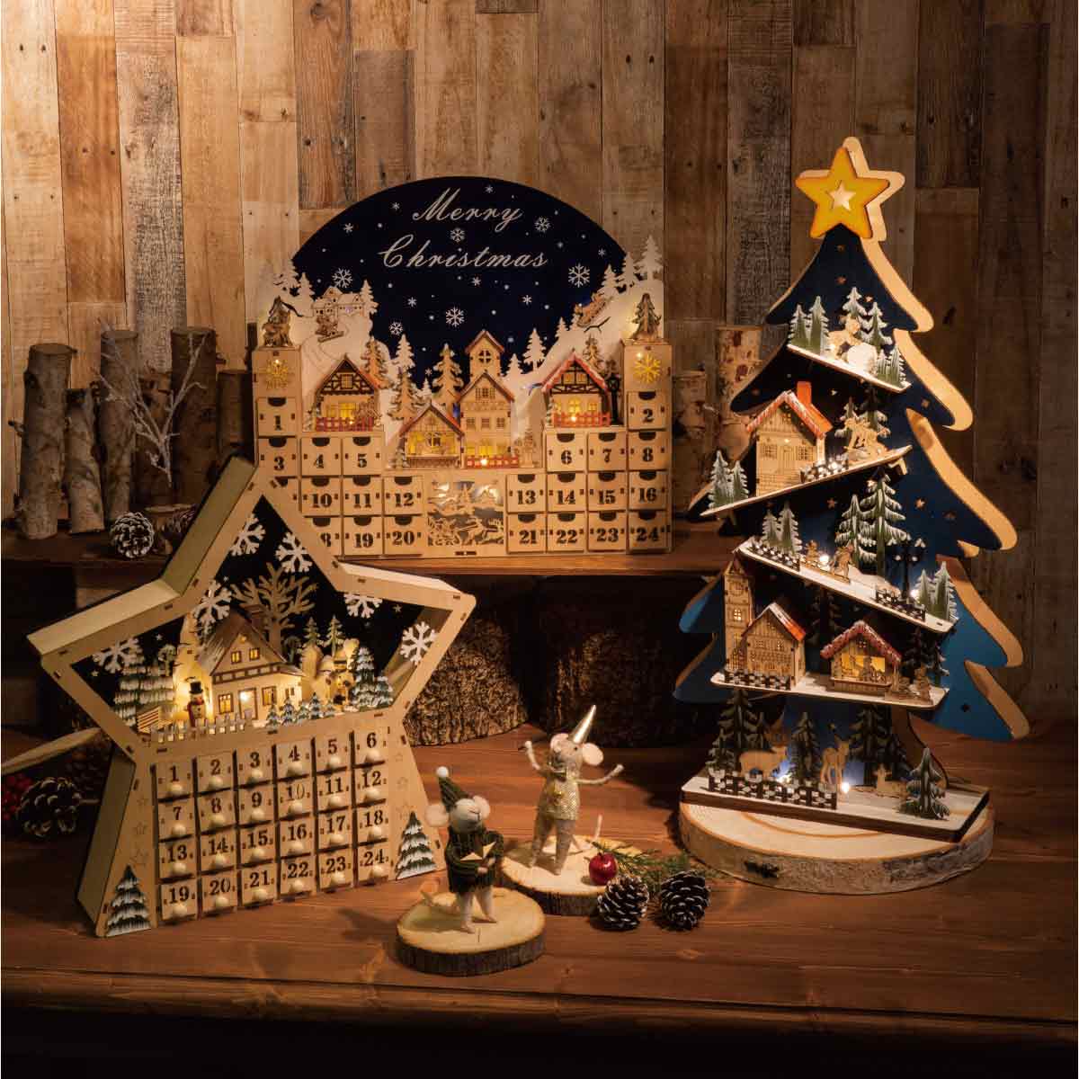木製LEDアドベントカレンダー スターシェイプ ｜正月飾り通販 ストエキ