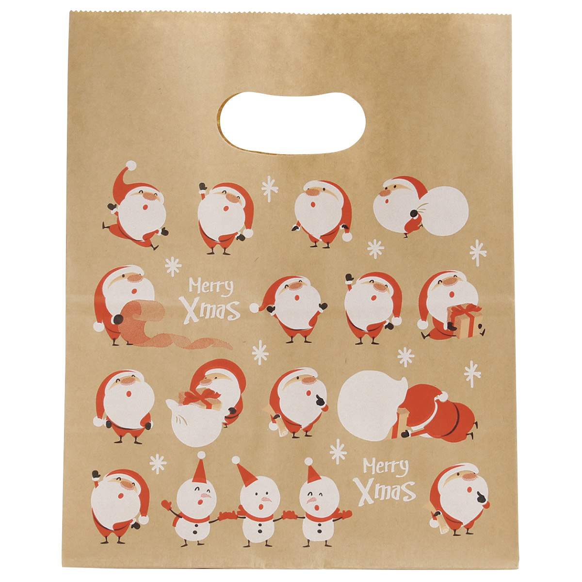 50枚 手提げ紙袋 豆サンタクラフト幅18×奥行10.5×高さ22.5cm