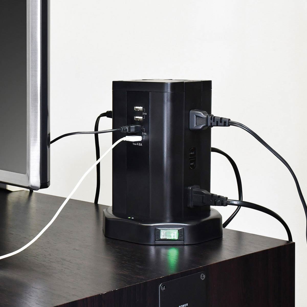 タワー型集中スイッチ付タップ 12P4USB