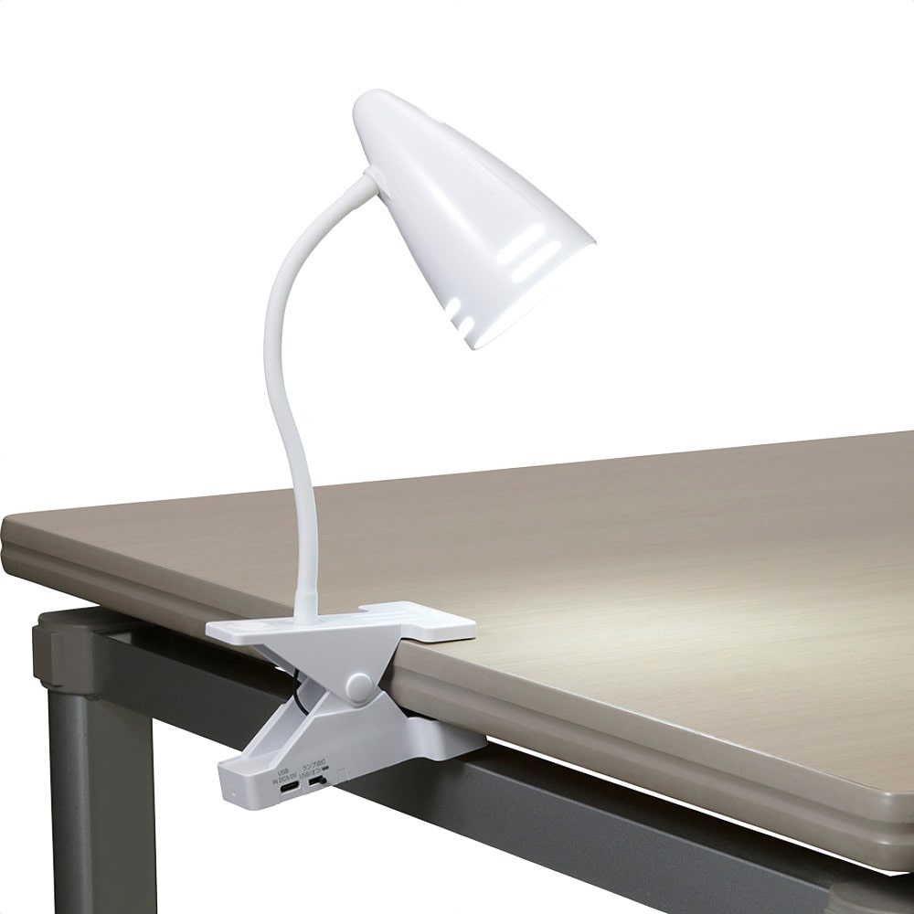 乾電池式LEDフレキシブルクリップライト 昼光色 CFL01DB01WH