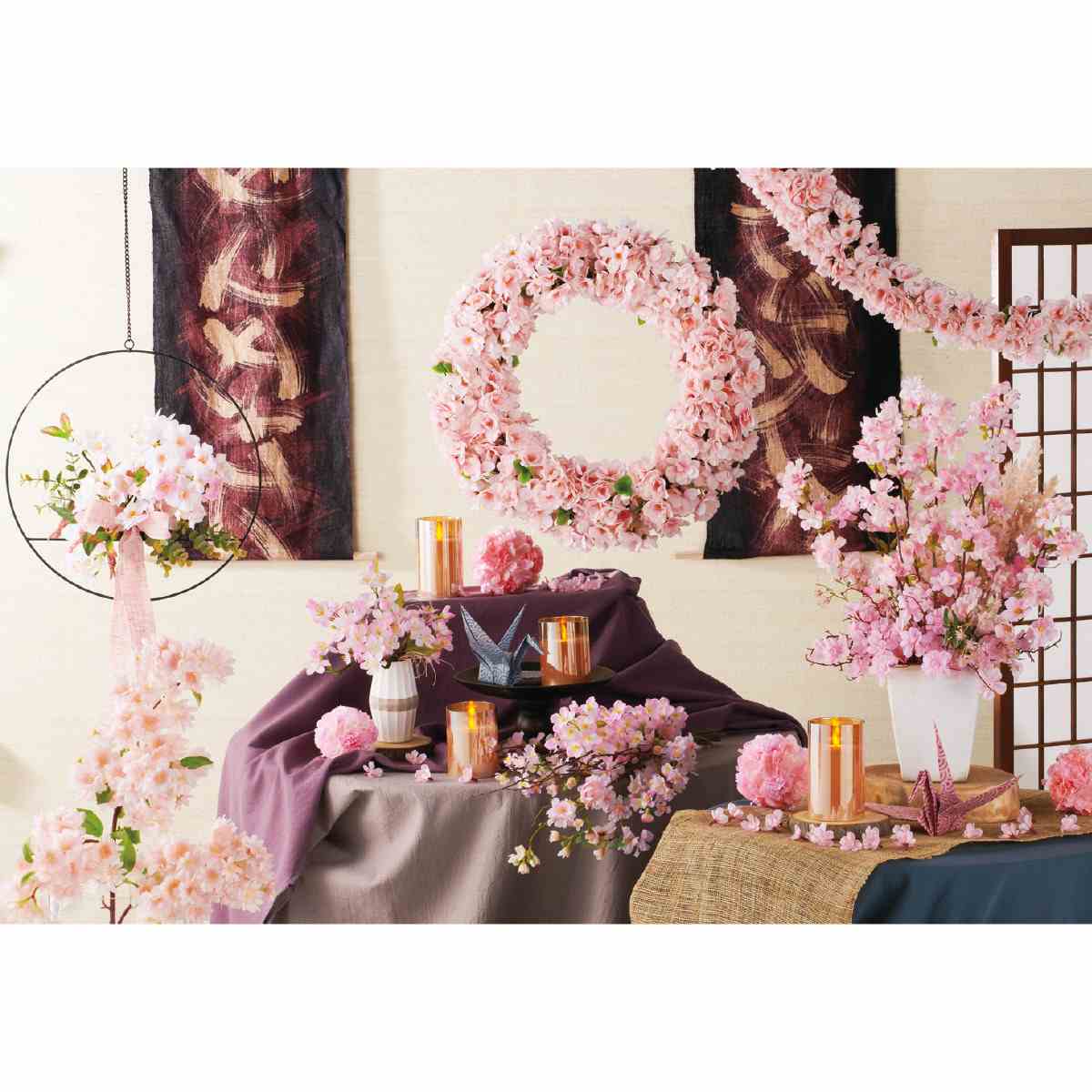 さくら造花リース48cm