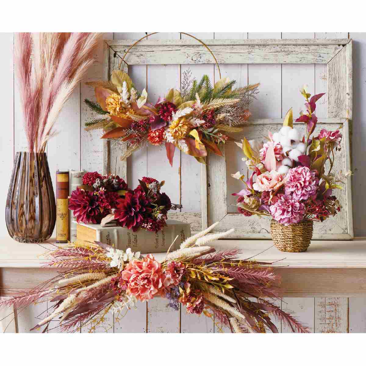 モーヴオータムアレンジ高さ44cm (造花)