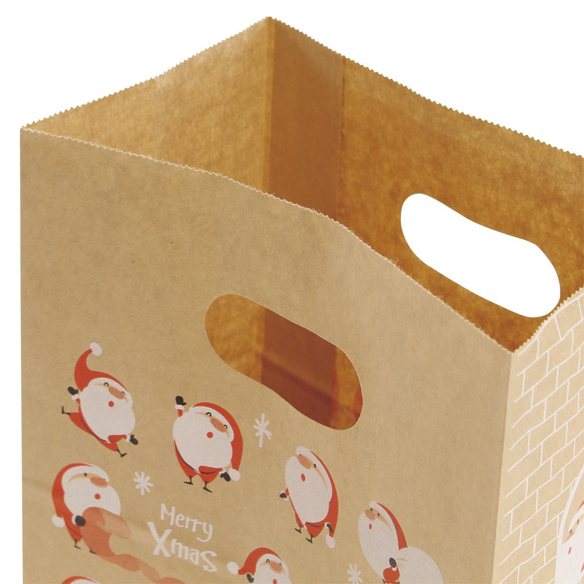 50枚 手提げ紙袋 豆サンタクラフト幅18×奥行10.5×高さ22.5cm