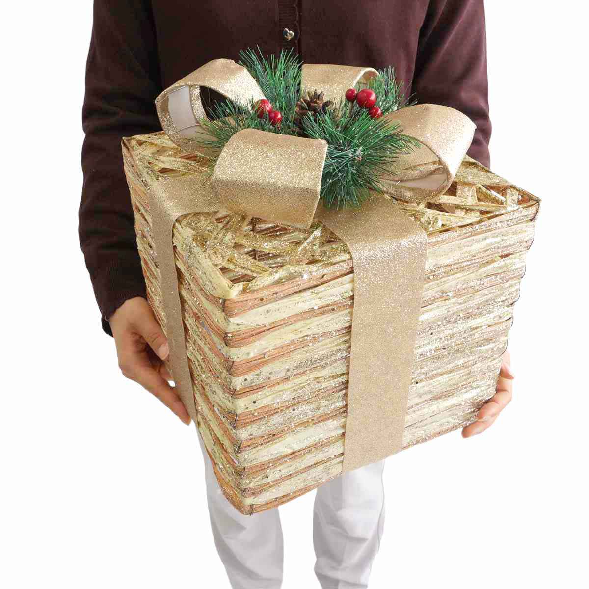 3個ナチュラルプレゼントボックスオブジェ［ストエキオリジナル］