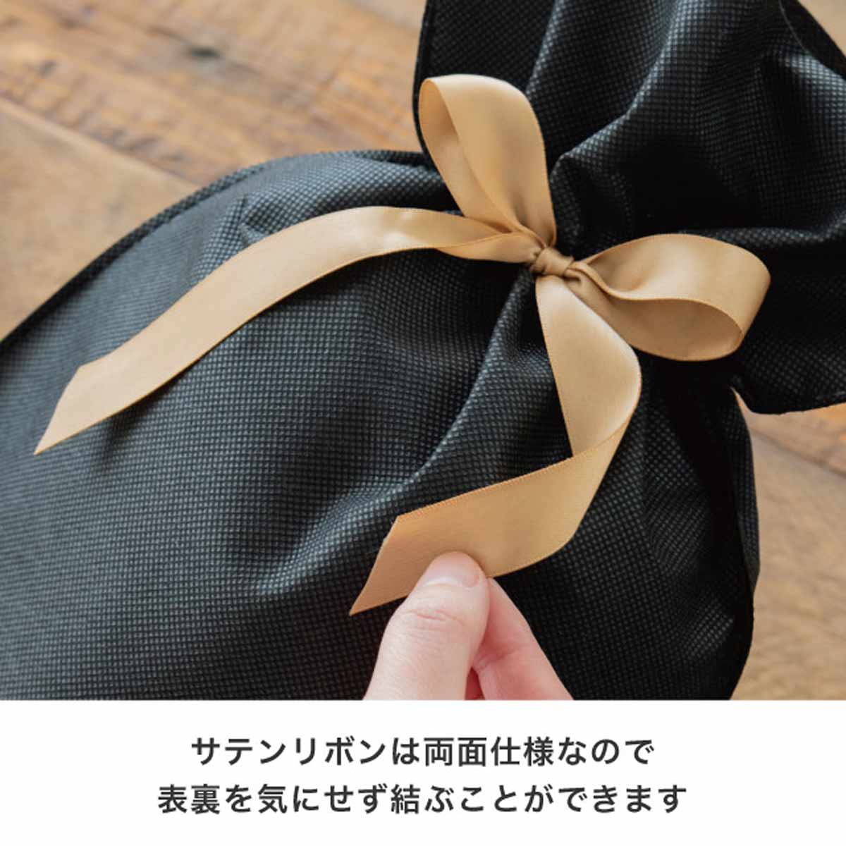 10枚 不織布リボン付きギフトバッグ ワイン用 ブラック