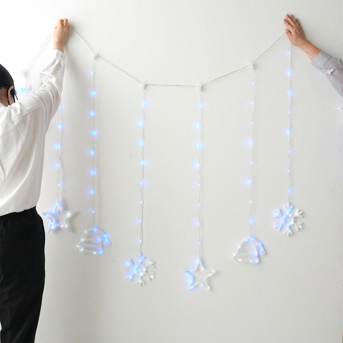 LED12連レインボーモチーフカーテンライト幅300cm