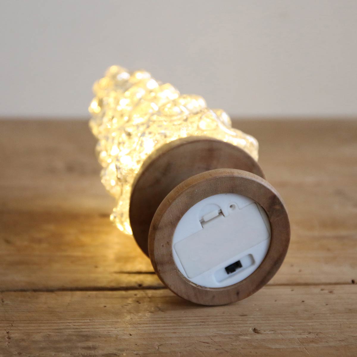 LEDウッドガラスクリスマスツリースタンドライト27cm
