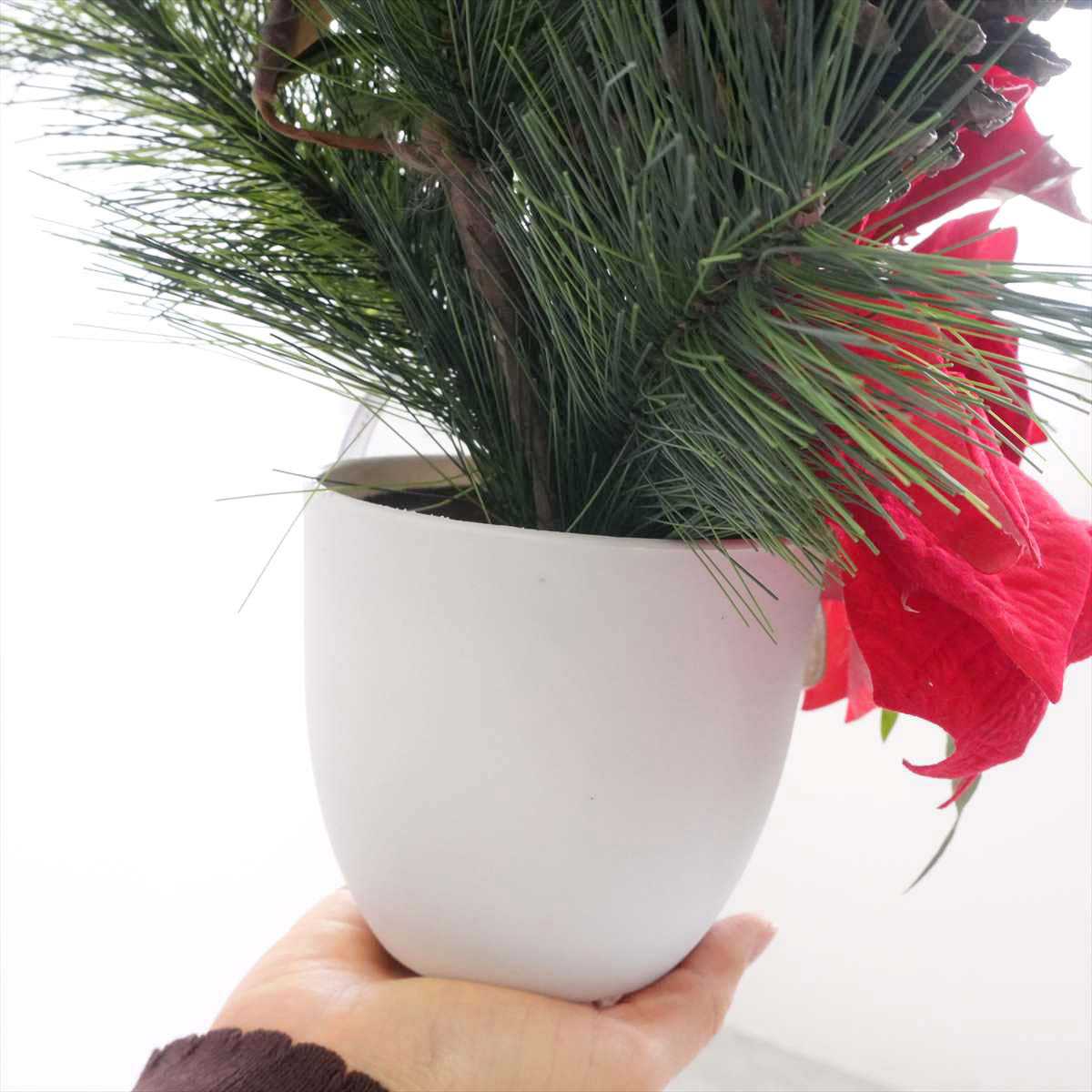 ポインセチア造花アレンジ高さ42cm［ストエキオリジナル］