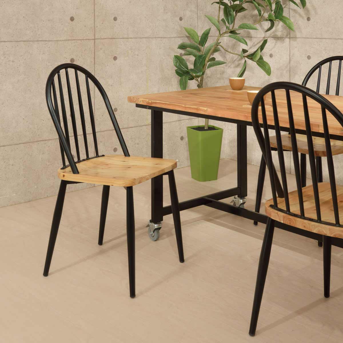 【2脚】ワーカーチェア ブラック