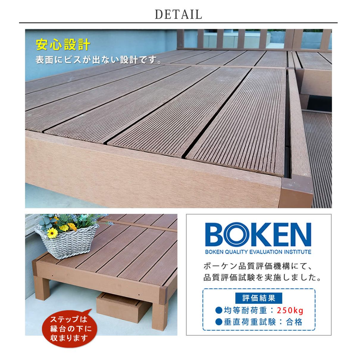 人工木ウッドデッキ ステップ(ｅｃｏｆｅｅｌ ライトブラウン): 店舗運営用品【通販】ストア・エキスプレス（ストエキ）