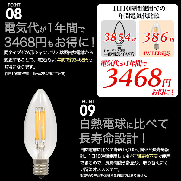 ラウンド型ガラスシェード付ペンダントソケット(E17 シャンデリア球LEDフィラメントランプ付き)