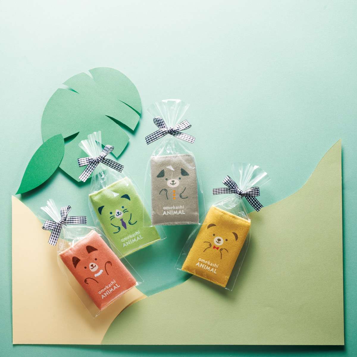 【360枚】おめかしアニマル ハーフハンカチタオル(4色アソート)