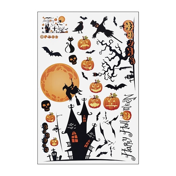 ハロウィンウォールステッカー カボチャ お城 片面