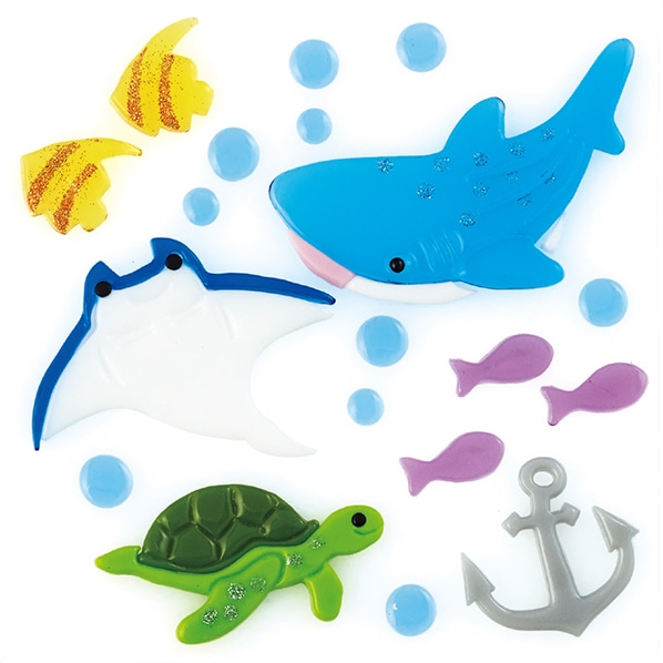 ジェルシール 海のともだち 魚 サメ エイ カメ イカリ 夏 ディスプレイ 装飾 海 マリン ステッカー 通販 ストア エキスプレス