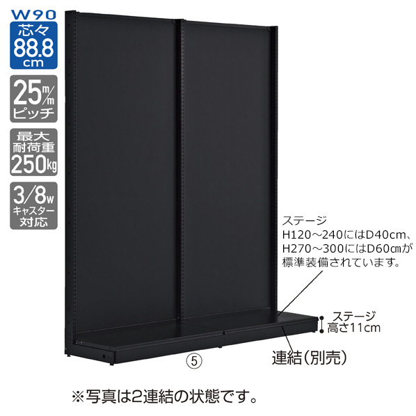 KZ片面ボードタイプ W90cm 本体 ブラック H120cm 【通販】ストア・エキスプレス