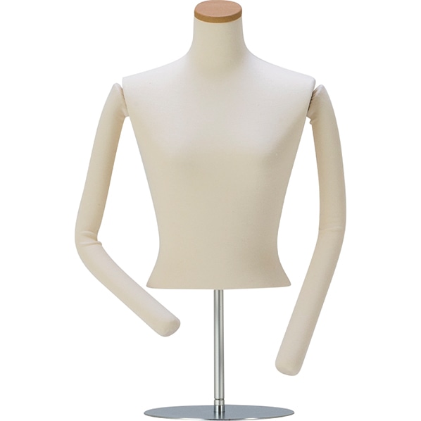 婦人腕付き卓上アイボリーニット張トルソー リーズナブルボディ 