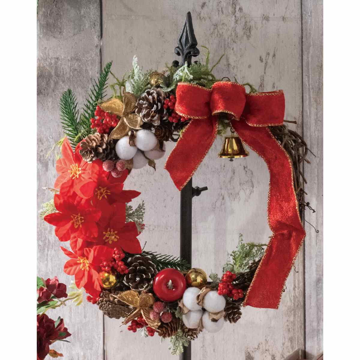 30cm ポインセチアリース クリスマス ディスプレイ 店舗装飾 吊るし飾り 壁面 通販 ストア エキスプレス