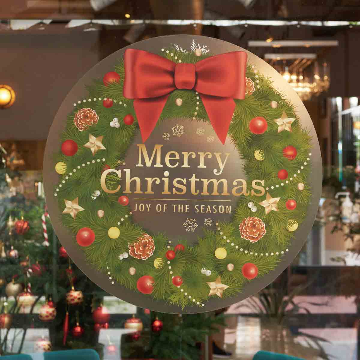 ウインドウシール リース【クリスマス ディスプレイ 店舗装飾 窓飾り】 【通販】ストア・エキスプレス