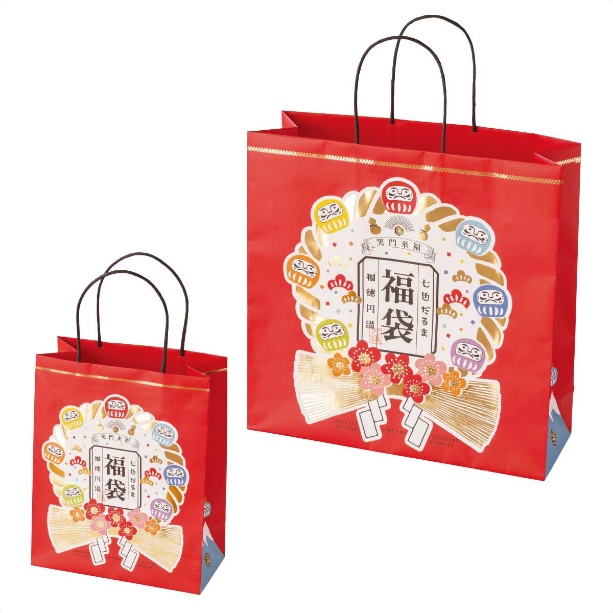 10枚 福袋手提げ紙袋 だるま おしゃれ x10x25cm 正月飾り通販 ストエキ 10枚 福袋手提げ紙袋 だるま おしゃれ x10x25cm 正月飾り通販 ストエキ