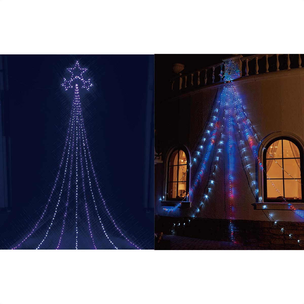 Led752球 5m 3スタートップドレ プライト クリスマスイルミネーション 屋外使用可 ホワイトブルー クリスマス飾り通販 ストエキ