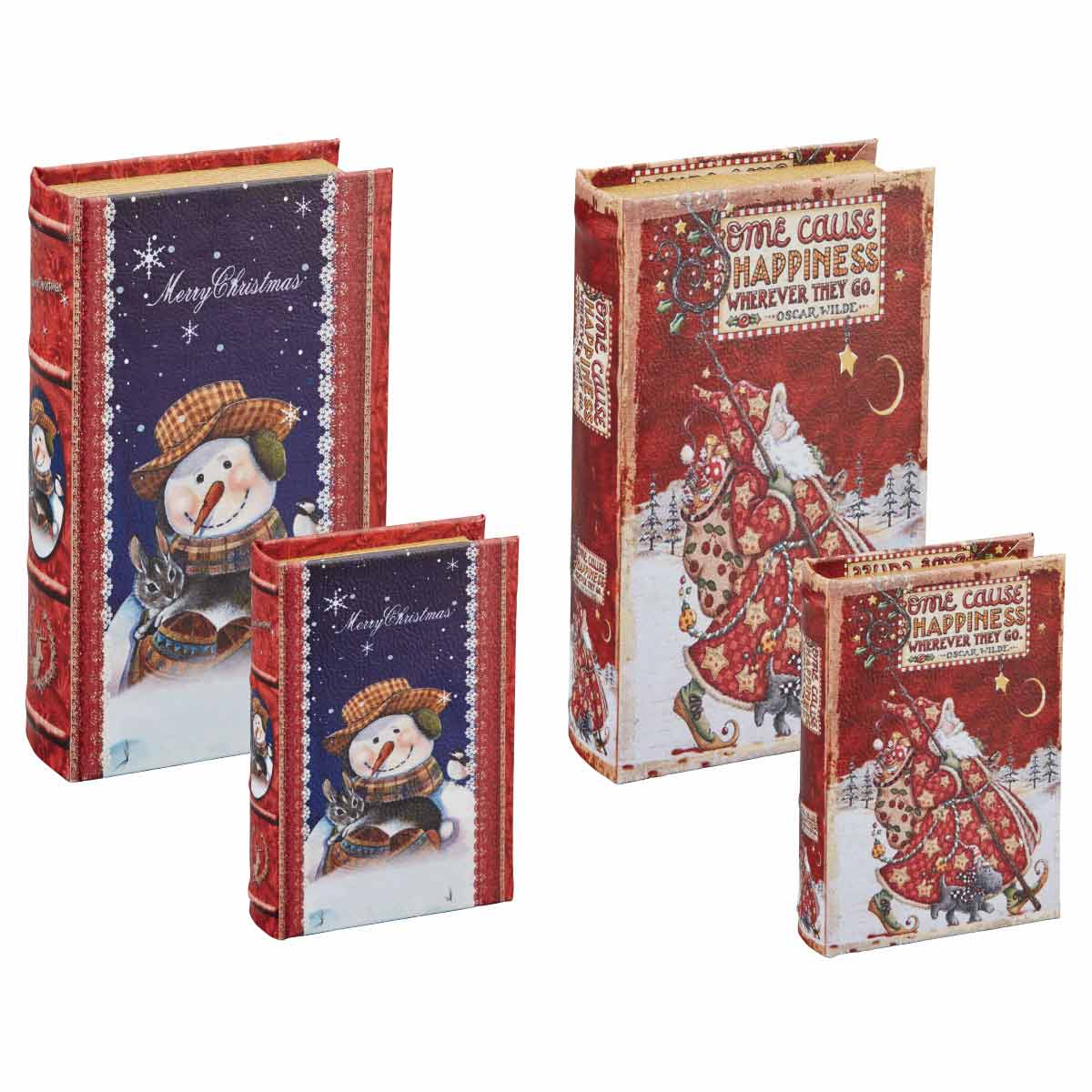 フェイクブックボックス大小2個セット クリスマス飾り スノーマンセット |クリスマス飾り通販 ストエキ