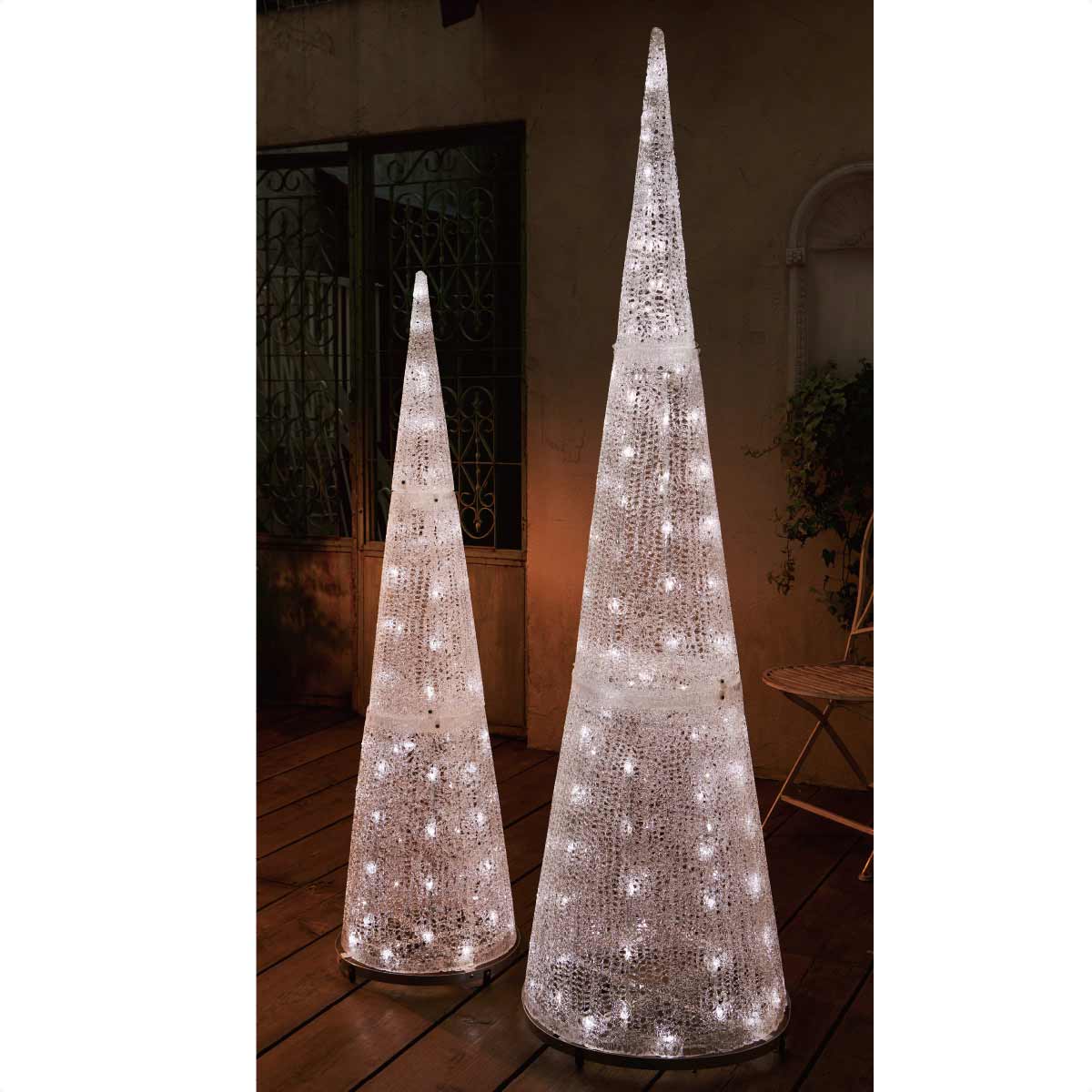 LEDブリリアントコーンツリー ホワイト クリスマスイルミネーション 屋外使用可 H140cm 【通販】ストア・エキスプレス