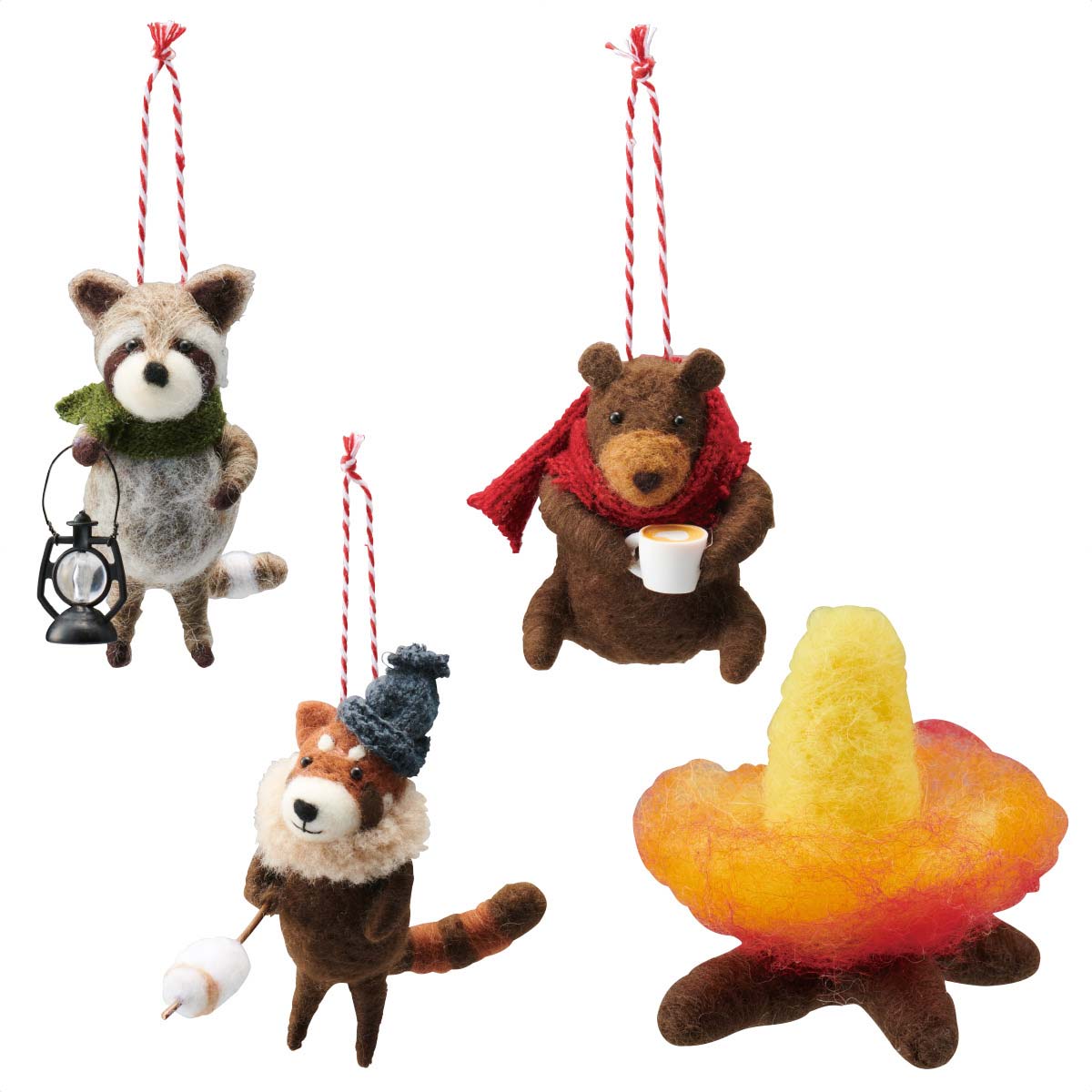 フェルトアニマルオブジェ キャンプ 火