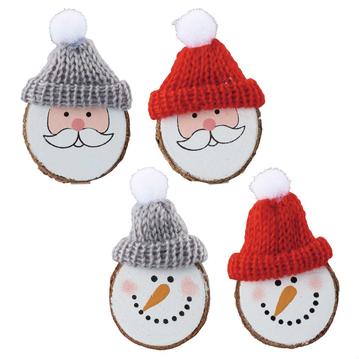 クリスマス フェイスウッドクリップ サンタフェイス